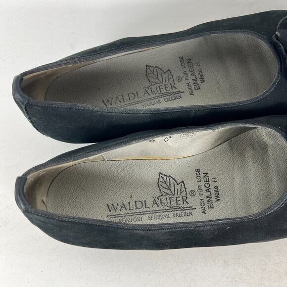 Waldlaufer Ballets Flats Women's 10 Black Faux Suede Slip-On Flower Round Toe - Picture 9 of 10